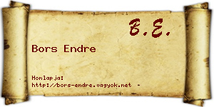 Bors Endre névjegykártya